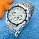 Fashionable business black dial mechanical watch with silver steel strap