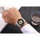 Fashionable business black dial mechanical watch with silver steel strap