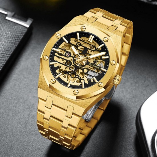 Luxury and noble gold fashion watch mechanical watch steel strap