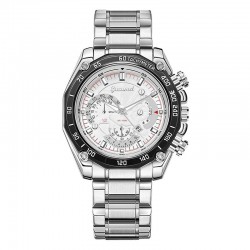 Multifunctional Fashion Men's Watch Steel Band White Dial