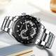 Multifunctional Fashion Men's Watch Steel Strap Black Dial