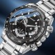 Multifunctional Fashion Men's Watch Steel Strap Black Dial