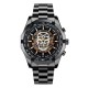 Multifunctional Fashion Skull Men's Watch Black Dial Steel Strap