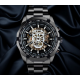 Multifunctional Fashion Skull Men's Watch Black Dial Steel Strap