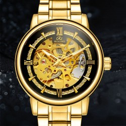 Noble top grade gold fashion watch mechanical watch steel strap men