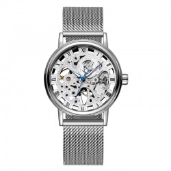 Retro Fashion Waterproof Men's Quartz Watch Silver Dial Steel Strap
