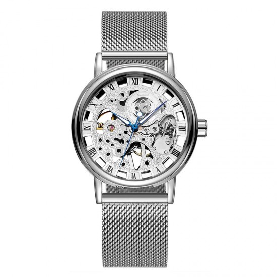 Retro Fashion Waterproof Men's Quartz Watch Silver Dial Steel Strap