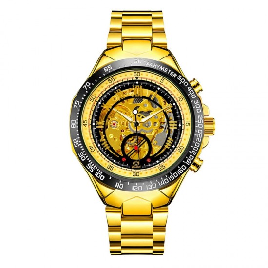 Top quality gold luxury men's watch steel strap watch mechanical watch