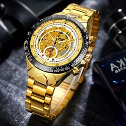 Top quality gold luxury men's watch steel strap watch mechanical watch