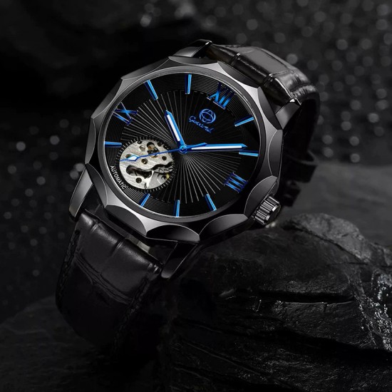 Fashion Men's Watch Quartz Watch Black Blue Dial Steel Strap