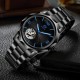 Fashion Men's Watch Quartz Watch Black Blue Dial Steel Strap