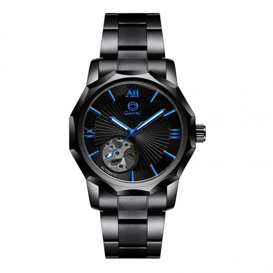 Fashion Men's Watch Quartz Watch Black Blue Dial Steel Strap