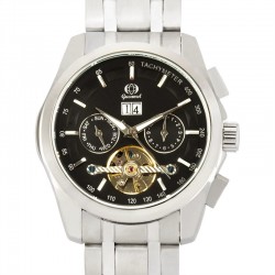 Fashion social business men's steel strap watch black dial