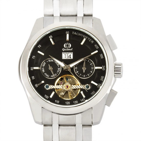 Fashion social business men's steel strap watch black dial