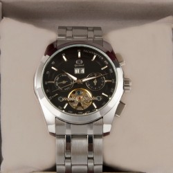Fashion social business men's steel strap watch black dial