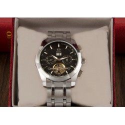 Fashion social business men's steel strap watch black dial