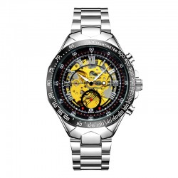 Fashion Social Men's Steel Strap Watch Black Dial