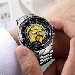 Fashion Social Men's Steel Strap Watch Black Dial