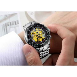 Fashion Social Men's Steel Strap Watch Black Dial