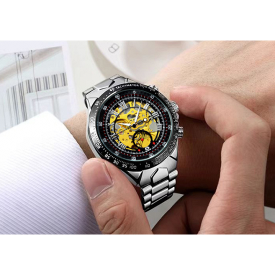 Fashion Social Men's Steel Strap Watch Black Dial