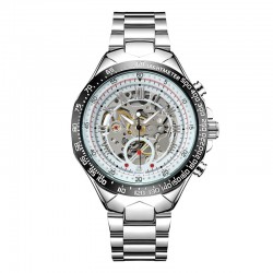 Fashion Social Men's Steel Strap Watch White Dial