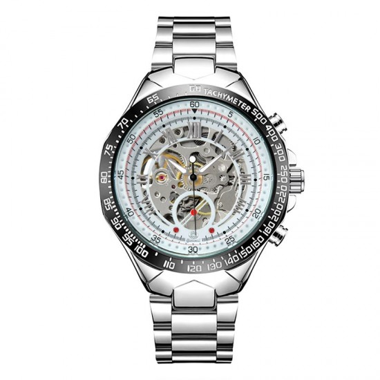 Fashion Social Men's Steel Strap Watch White Dial