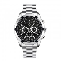 Fashion Men's Steel Band Watch Black Dial