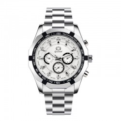 Fashion Men's Steel Band Watch White Dial